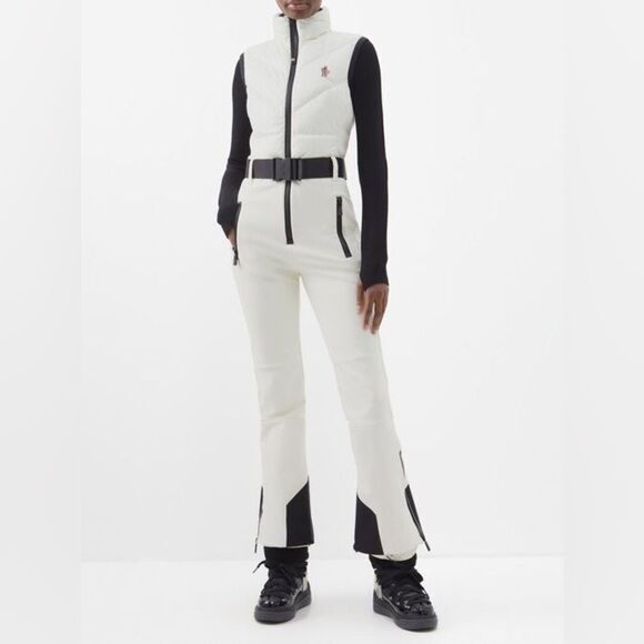 NWT Moncler Grenoble Water Repellent Mixed Media Ski Jumpsuit White XL - Picture 6 of 16